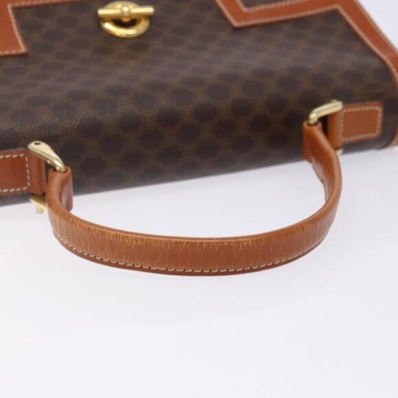 CELINE Macadam Canvas Hand Bag Pvc Leather Brown Gold - Picture 7 of 12